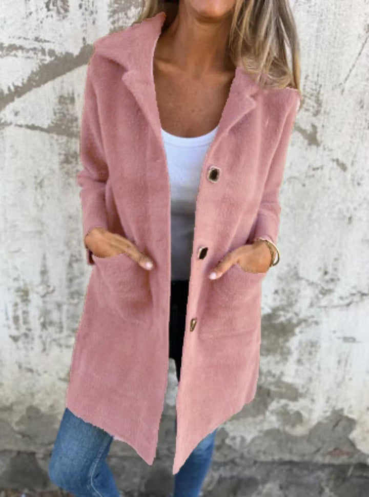 Fia - Soft Touch Button Front Longline Coat