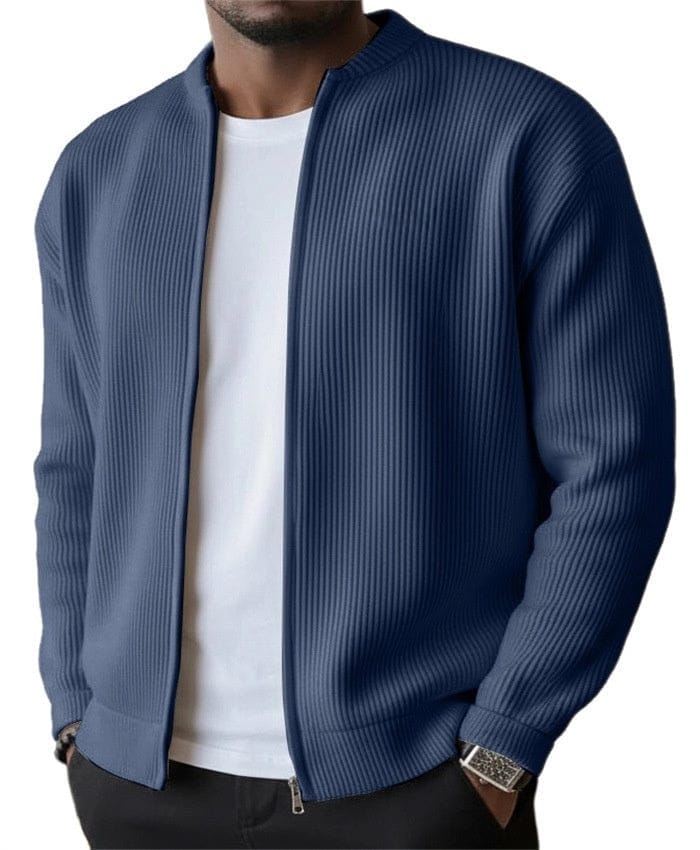Foster - Ribbed Zip Front Cardigan