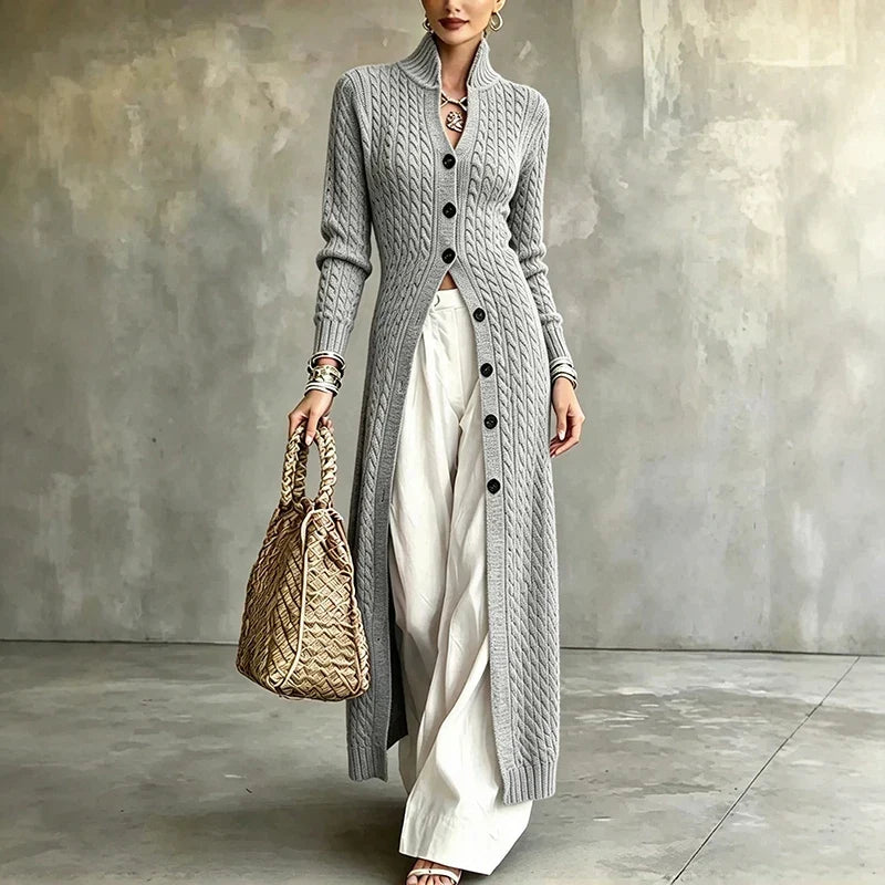 Queenie - Cable-Knit Long Cardigan