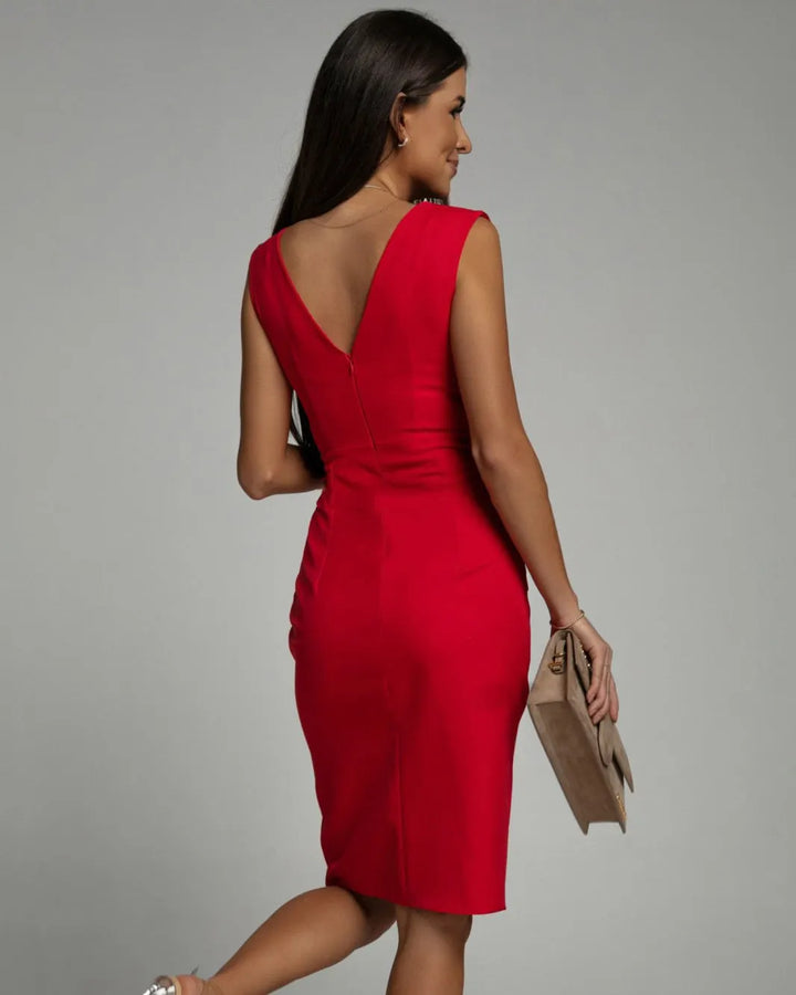 Arielle - Sculpting V-Neck Slit Dress