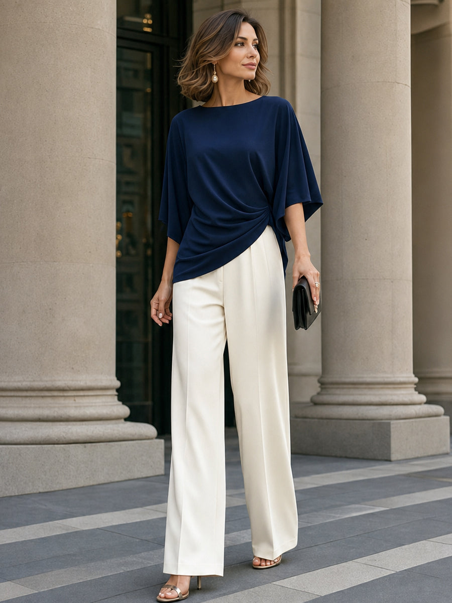 Laurisse - Elegant Cape-Sleeve Two-Piece Set