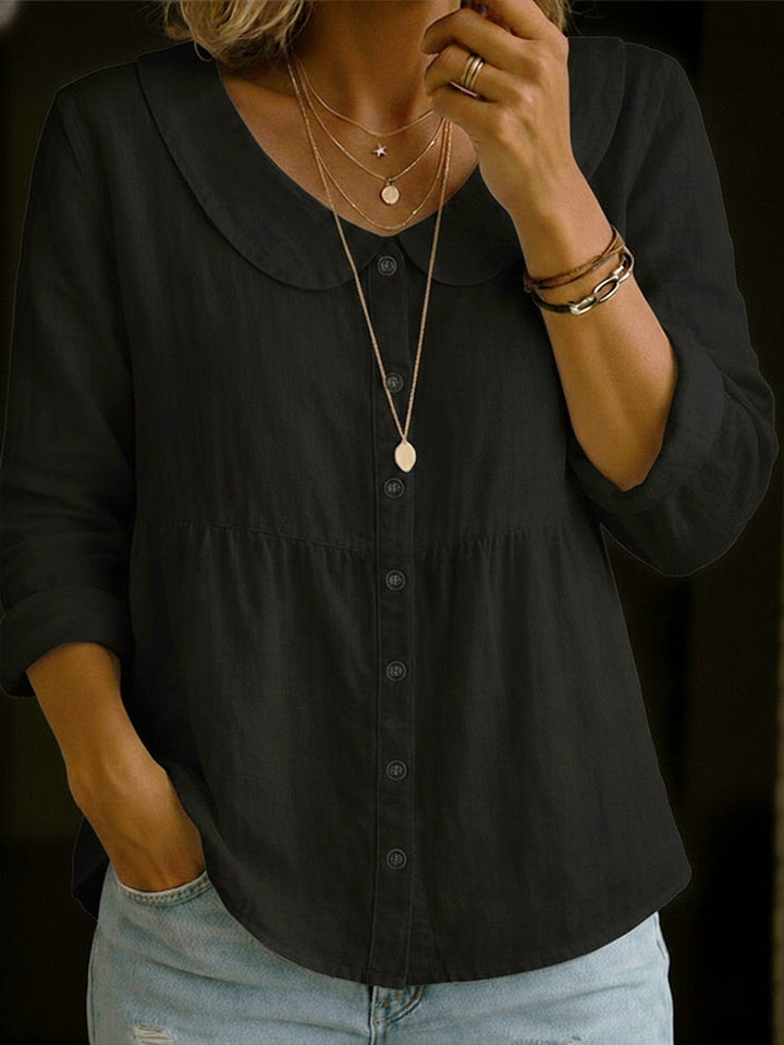Arlira - Soft-Touch Linen Peter Pan Collar Shirt