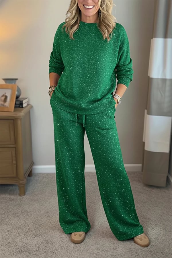 Celia - Shimmer-Finish Jacket and Trousers Set