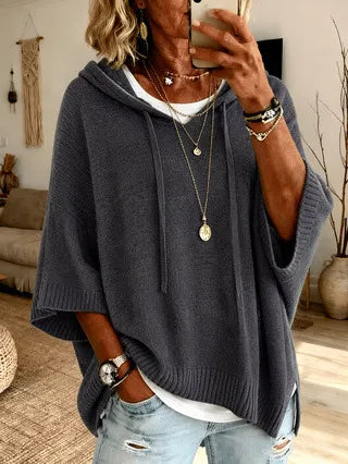 Celandria - Soft-Touch Oversized Short-Sleeve Hoodie