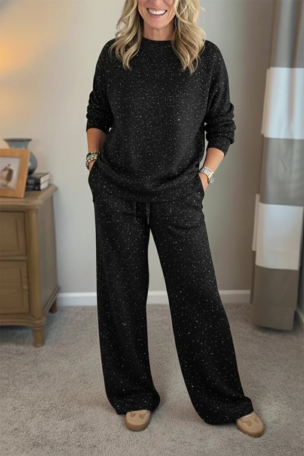 Celia - Shimmer-Finish Jacket and Trousers Set