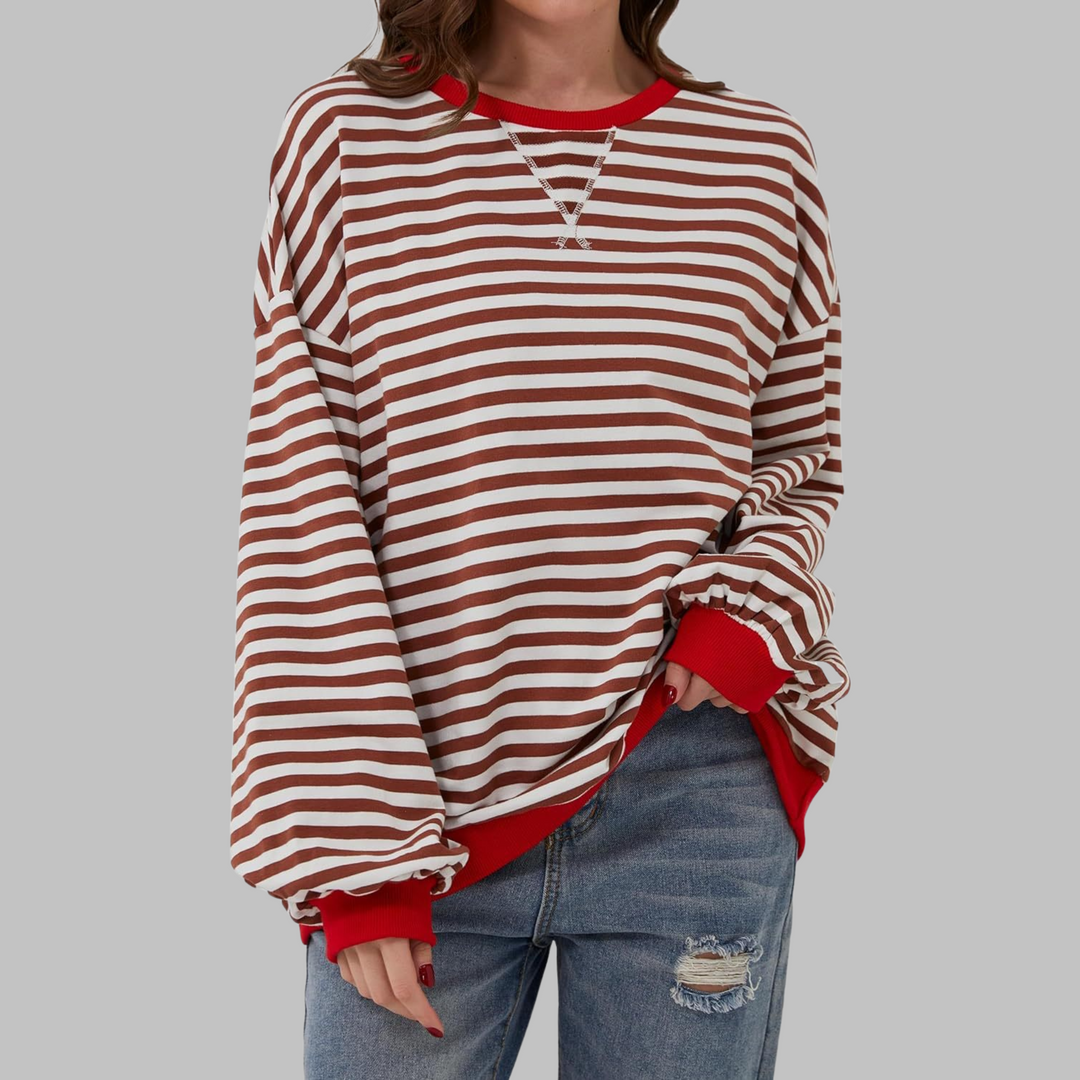 Adelia - Soft-Touch Striped Long-Sleeve Sweatshirt