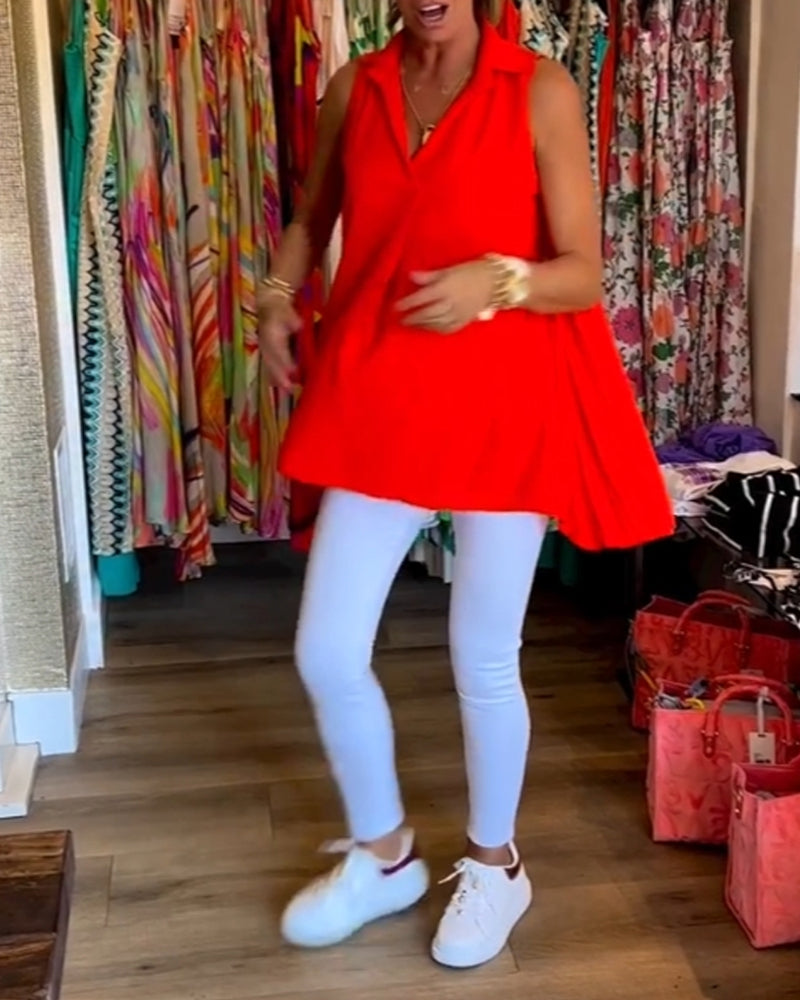 Taisa - Soft-Touch Ruffled Sleeveless Top