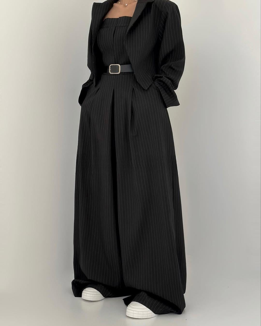 Lorayae - Soft-Touch Wide-Leg Jumpsuit & Jacket Set