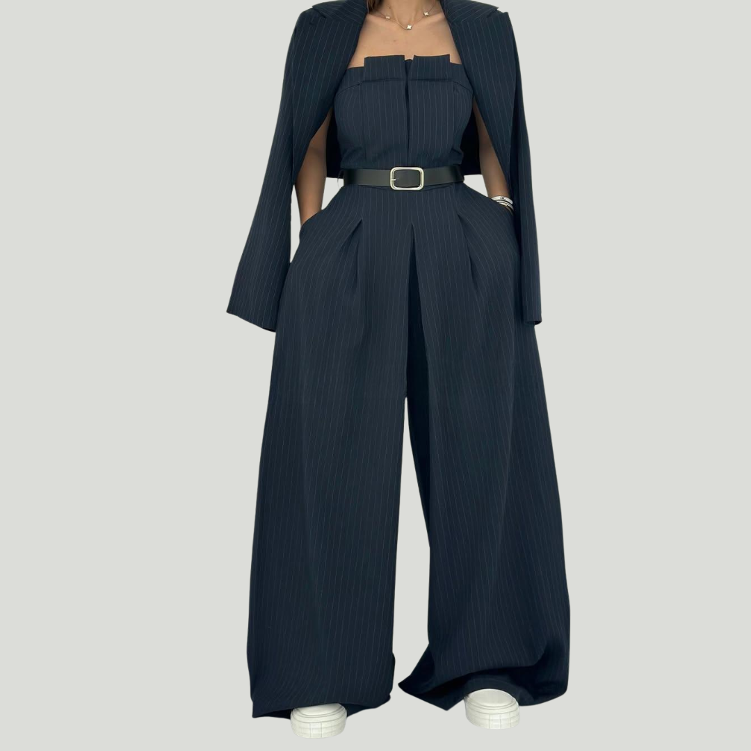 Lorayae - Soft-Touch Wide-Leg Jumpsuit & Jacket Set