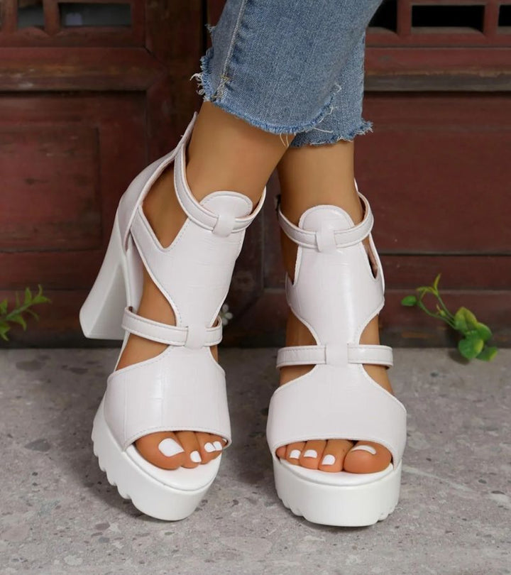 Elestine - Sculpted Gladiator Platform Sandals