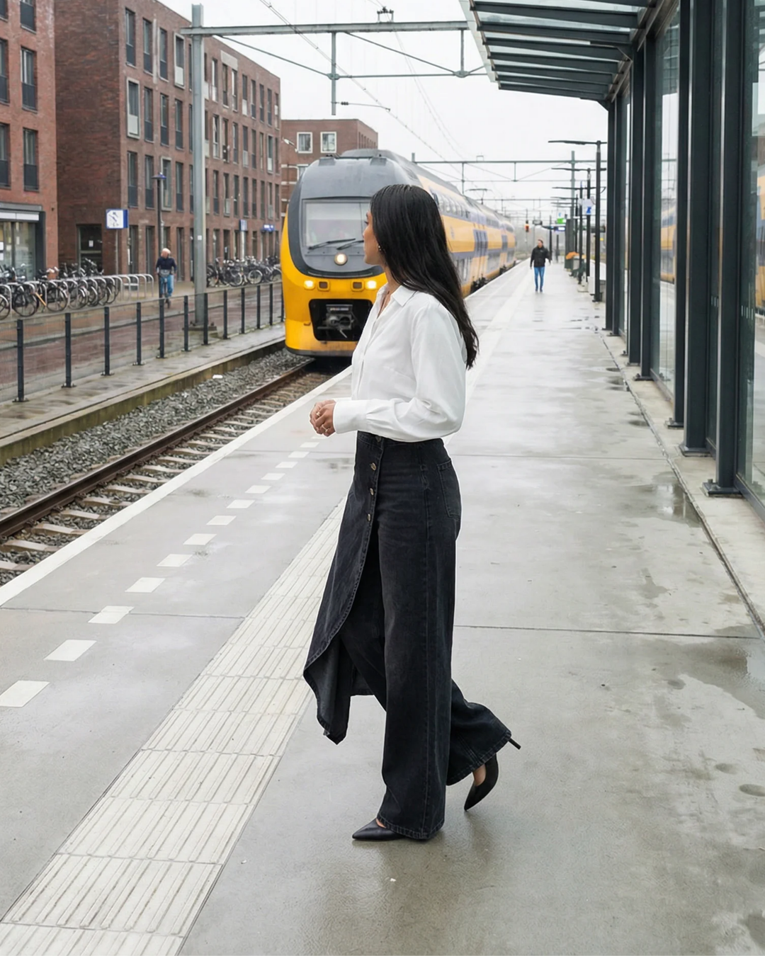 Mevaya - Soft-Touch Wrap-Front Jeans