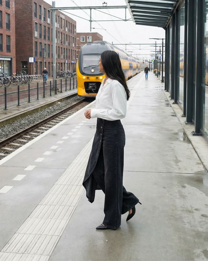 Mevaya - Soft-Touch Wrap-Front Jeans