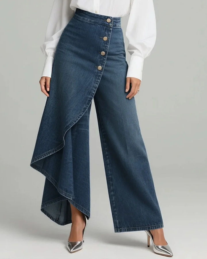 Mevaya - Soft-Touch Wrap-Front Jeans