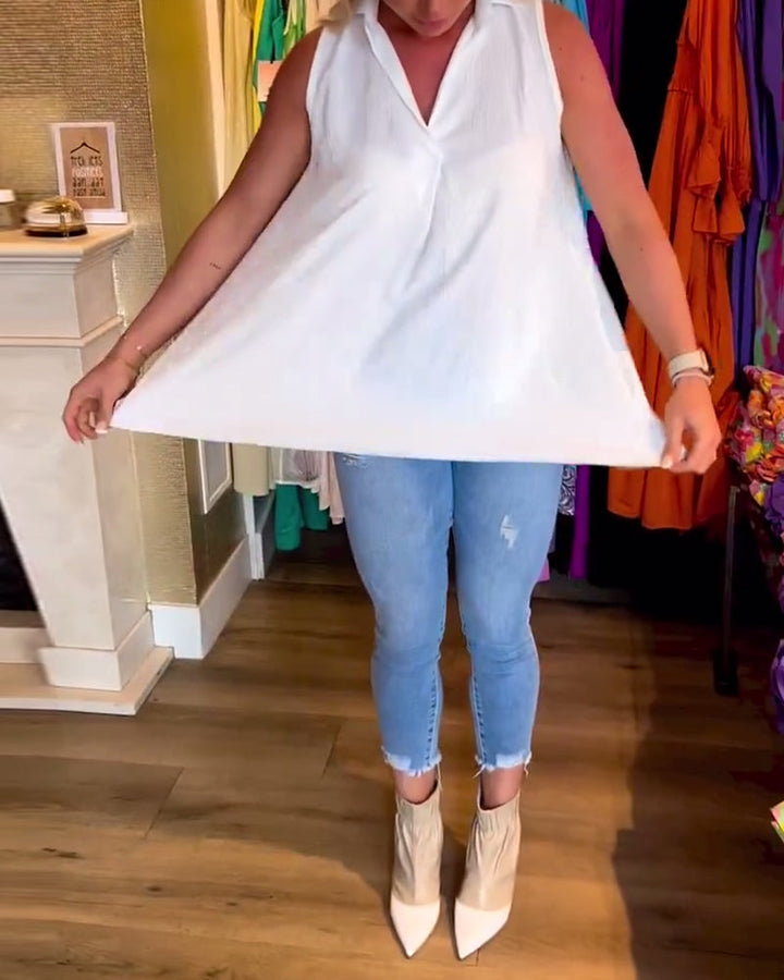 Taisa - Soft-Touch Ruffled Sleeveless Top