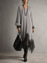 Jiska - Lace-Hem Midi Dress