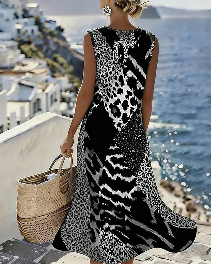 Zosia - Soft-Touch Sleeveless Leopard Print Dress