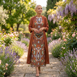 Lilith - Printed Midi Dress and Long Cardigan Set