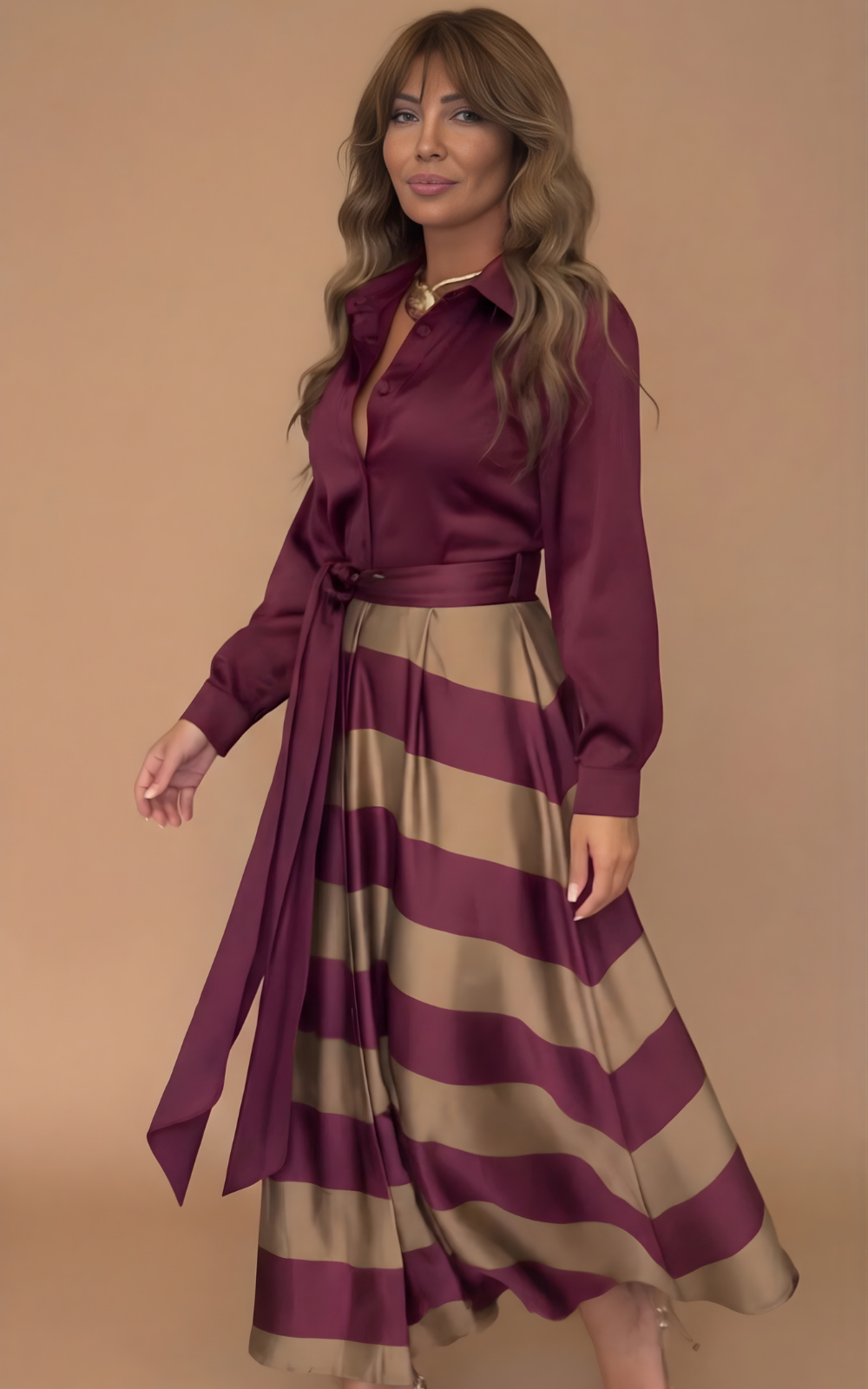 Zivara - Soft-Touch Striped Maxi Dress