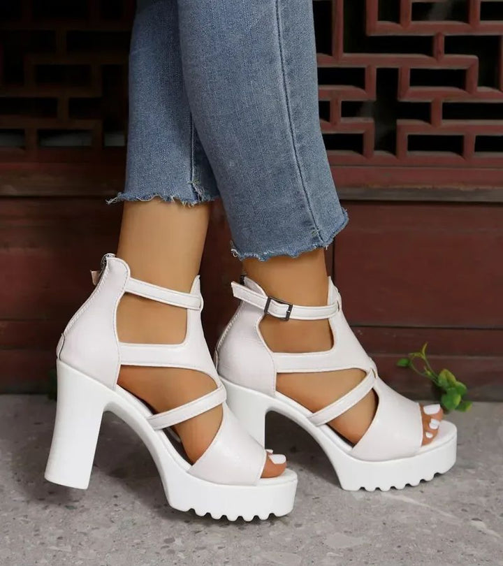 Elestine - Sculpted Gladiator Platform Sandals