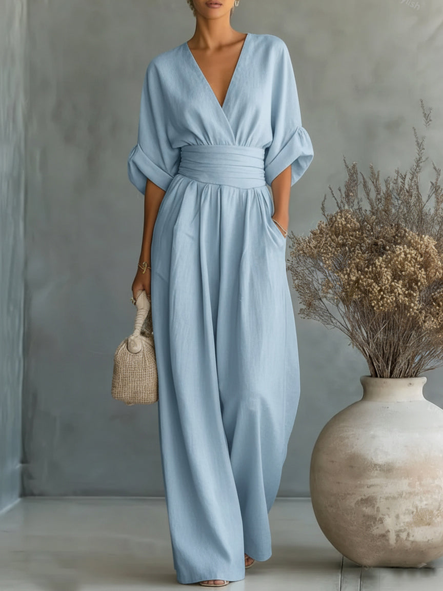 Solavie - Fluid Wide-Leg Jumpsuit