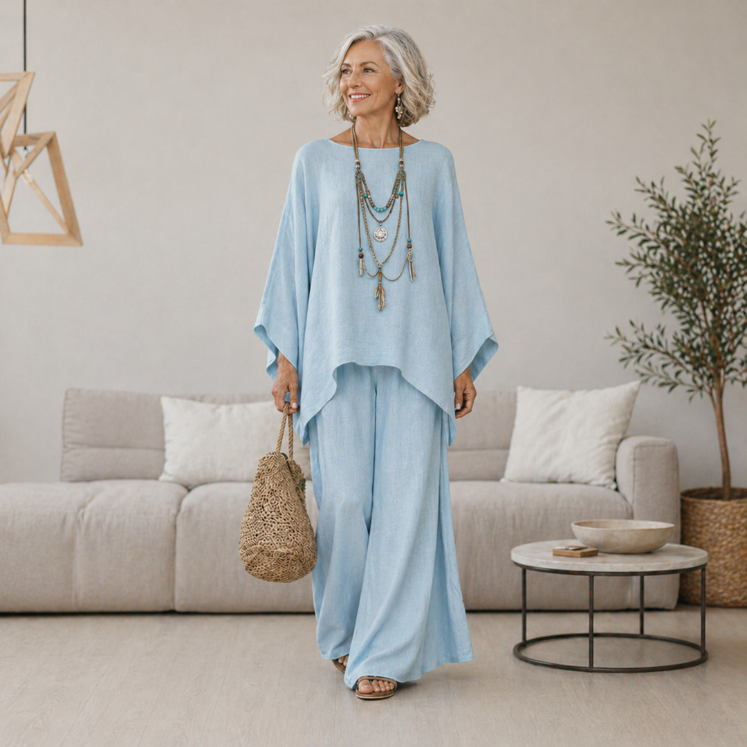 Annisette - Soft-Touch Wide-Leg Two-Piece Set