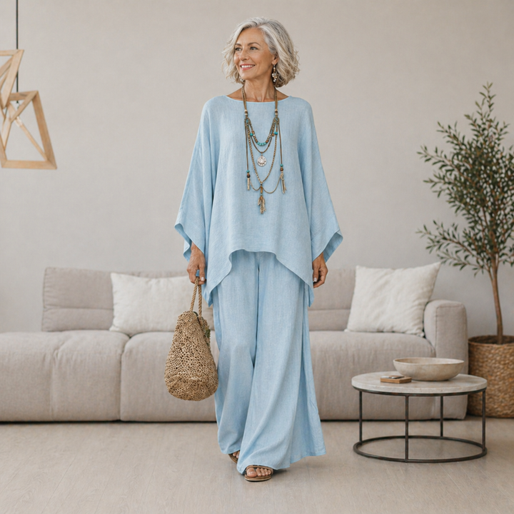 Annisette - Soft-Touch Wide-Leg Two-Piece Set