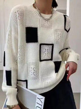Adorelle - Artistic Patchwork Knit Sweater