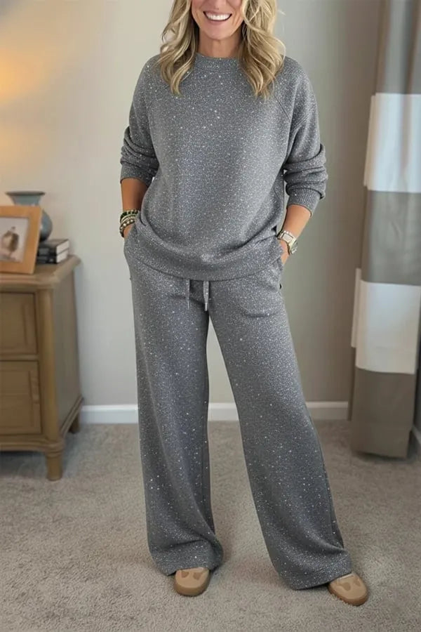 Celia - Shimmer-Finish Jacket and Trousers Set