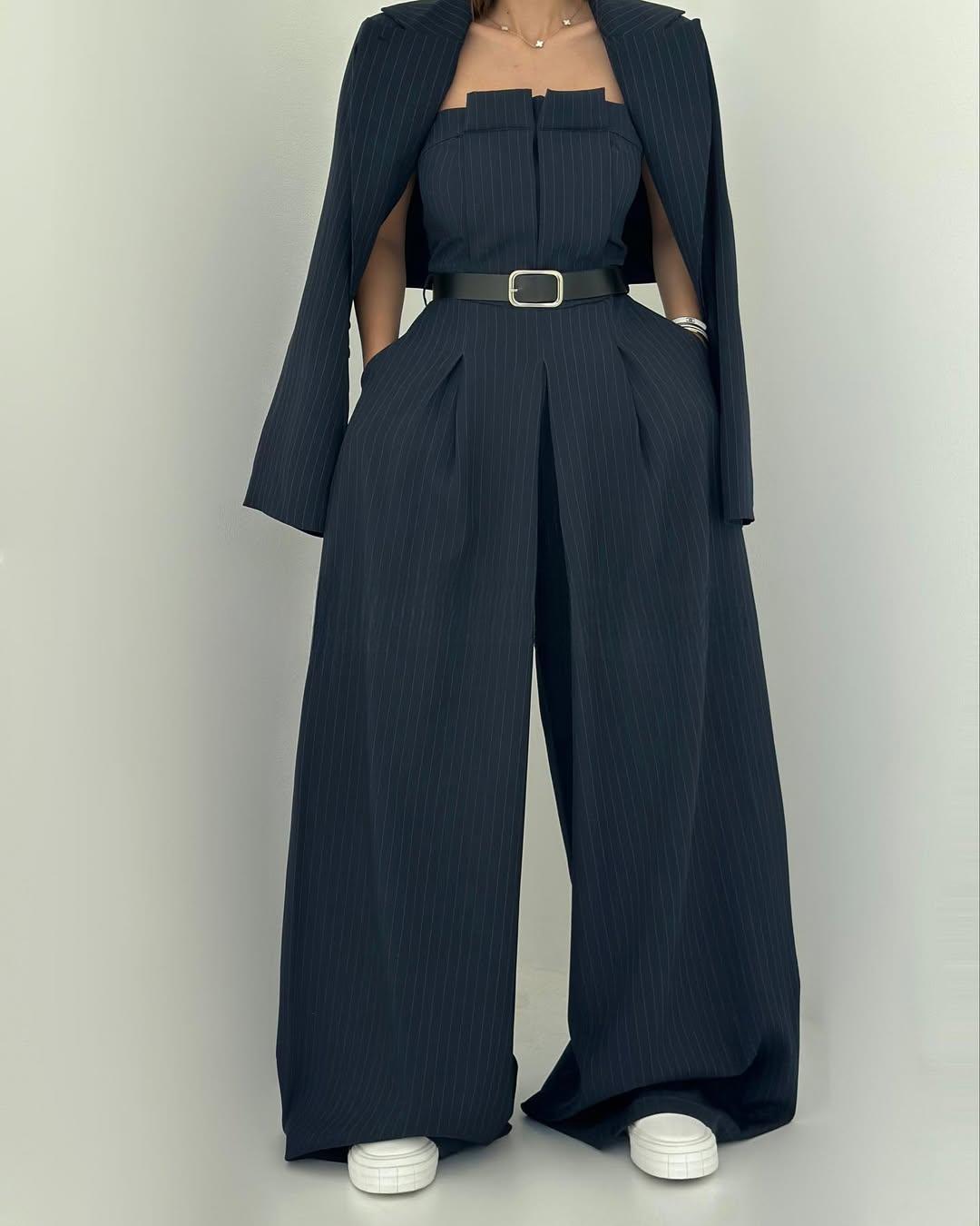 Lorayae - Soft-Touch Wide-Leg Jumpsuit & Jacket Set