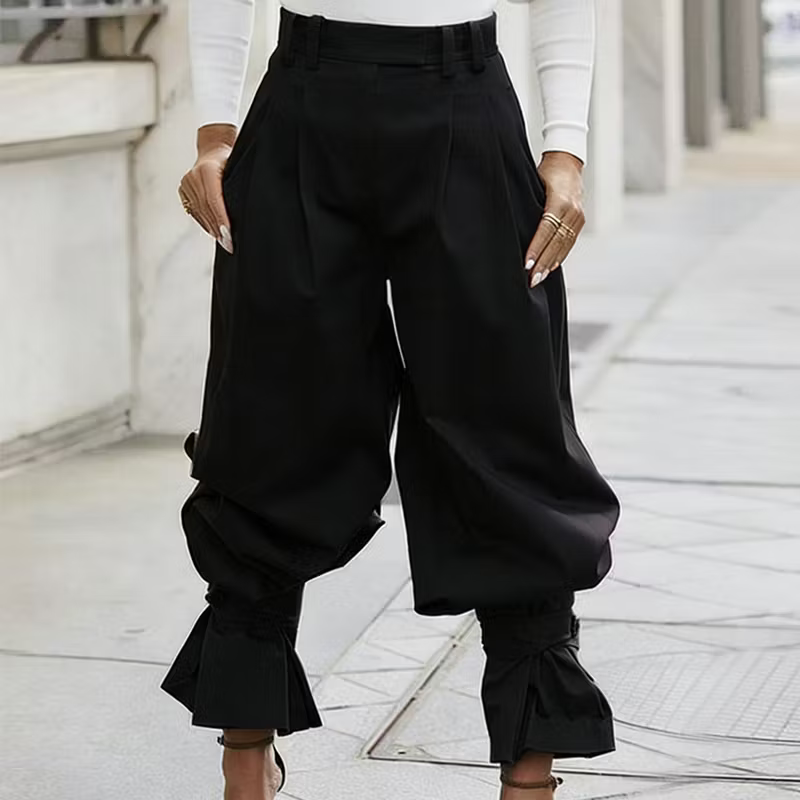 Dianella - High Waist Ruffle Cuff Pants