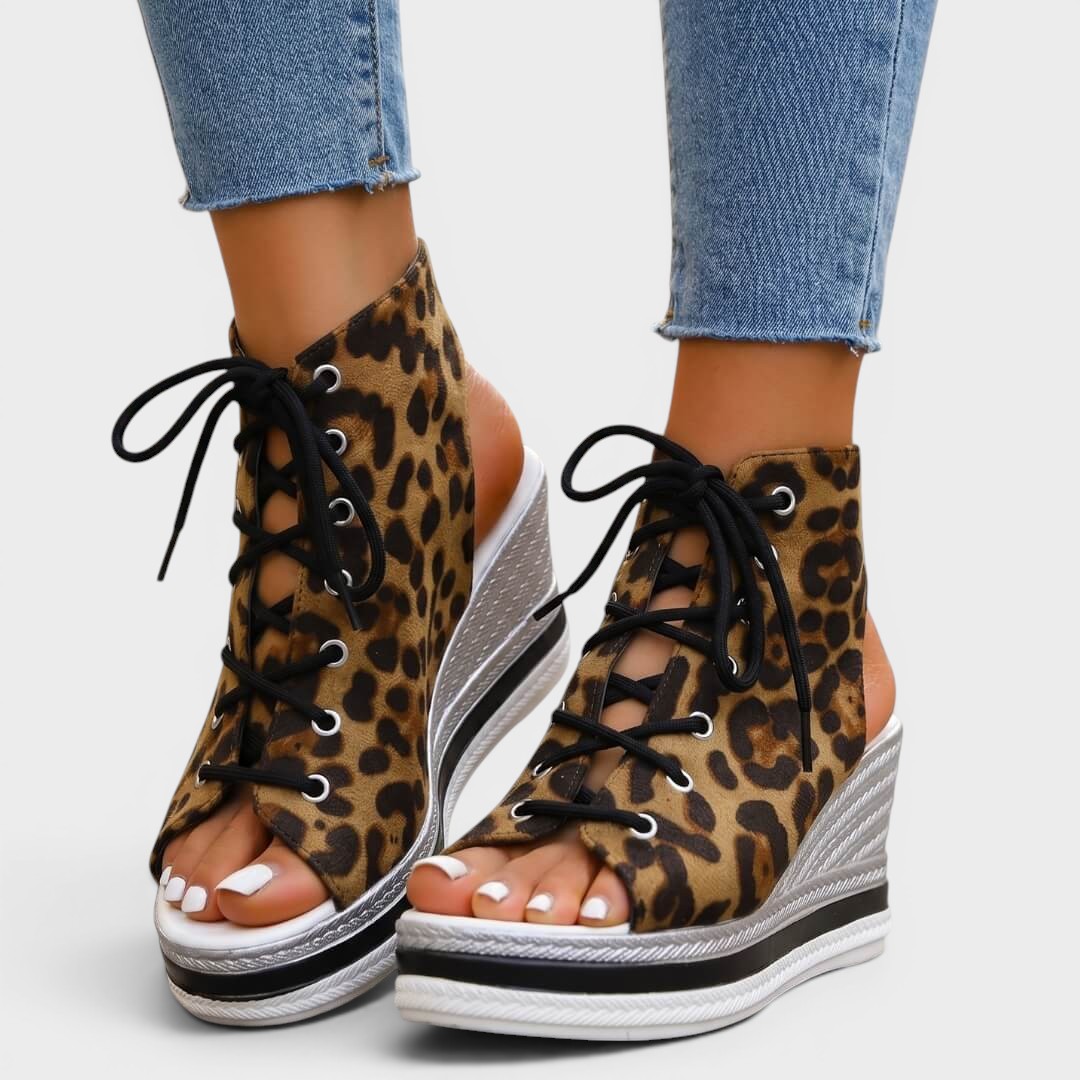 Elaina - Elevated Lace-Up Wedge Sandal