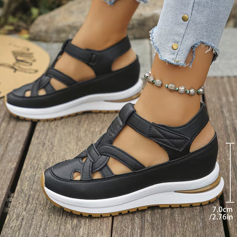 Novessia - Cut Out Platform Wedge Sandals
