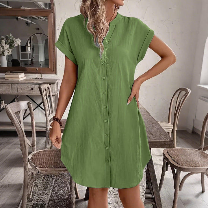 Ainslea - Textured Mini Shirt Dress