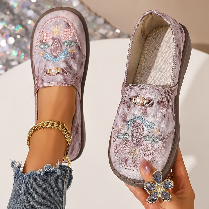 Juniper - Embroidered Slip-On Loafers