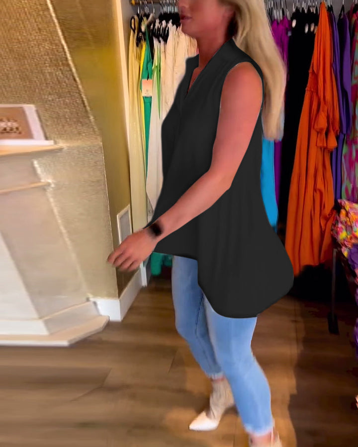 Taisa - Soft-Touch Ruffled Sleeveless Top