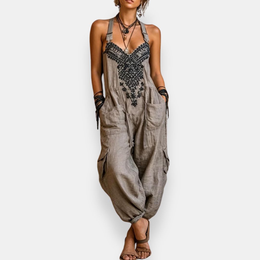 Cerys - Embroidered Boho Jumpsuit