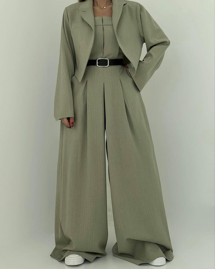 Lorayae - Soft-Touch Wide-Leg Jumpsuit & Jacket Set