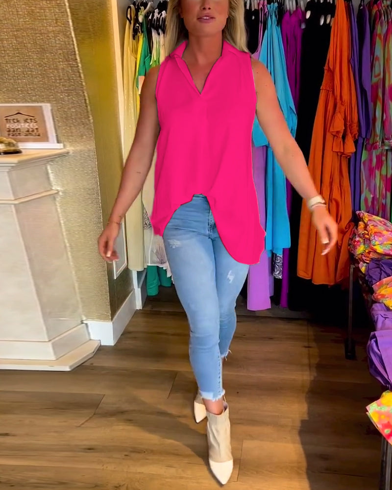 Taisa - Soft-Touch Ruffled Sleeveless Top