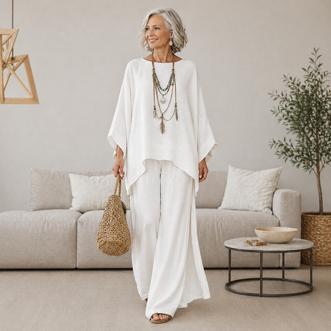 Annisette - Soft-Touch Wide-Leg Two-Piece Set