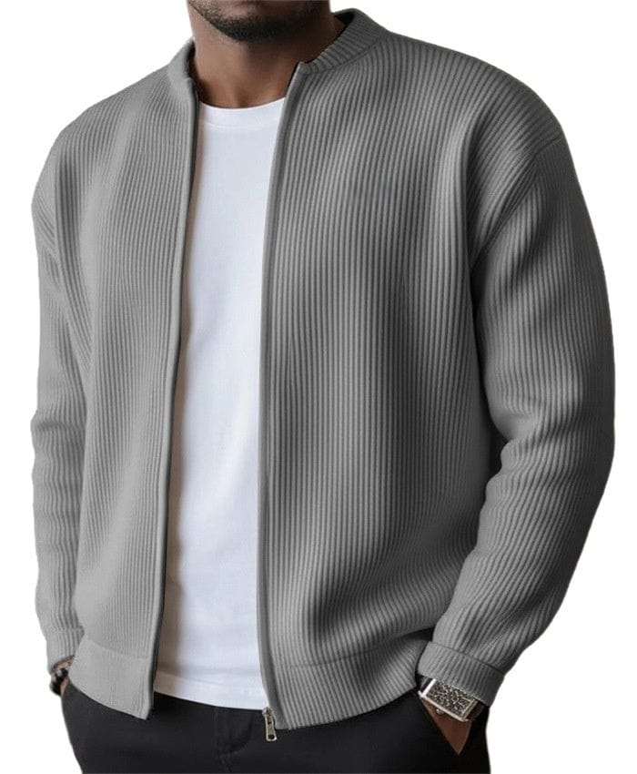 Foster - Ribbed Zip Front Cardigan