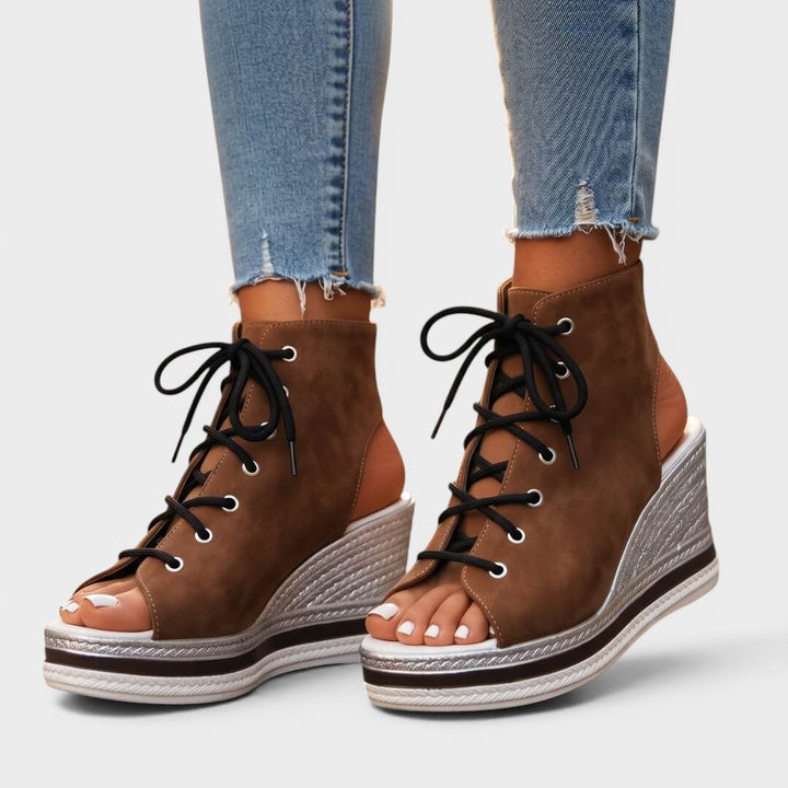 Elaina - Elevated Lace-Up Wedge Sandal