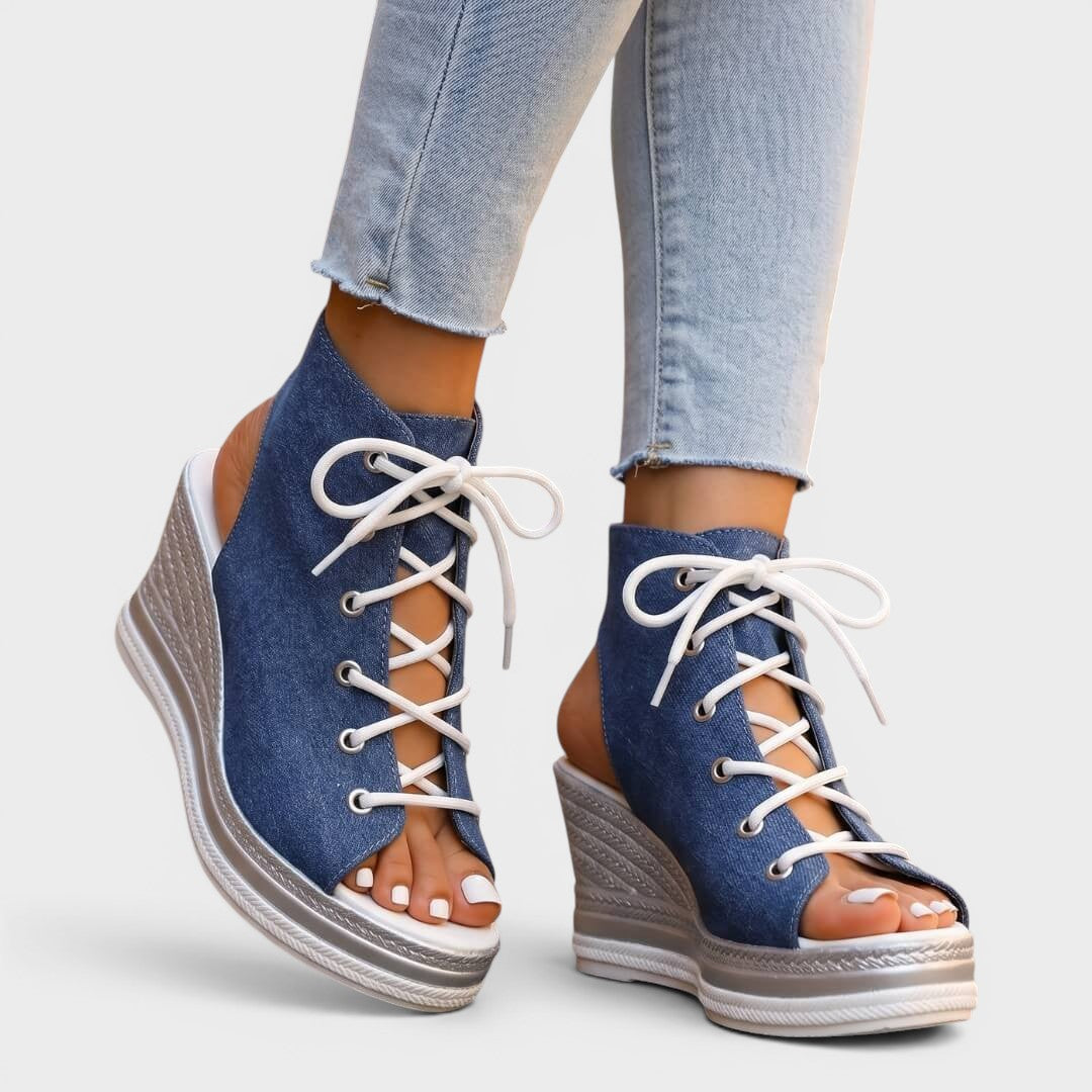 Elaina - Elevated Lace-Up Wedge Sandal