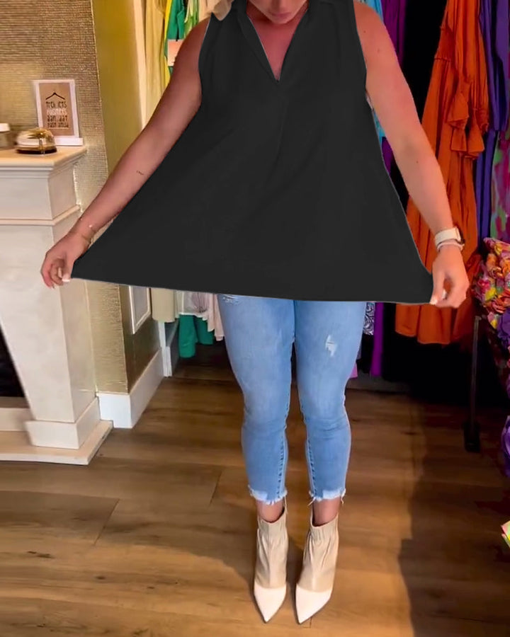 Taisa - Soft-Touch Ruffled Sleeveless Top