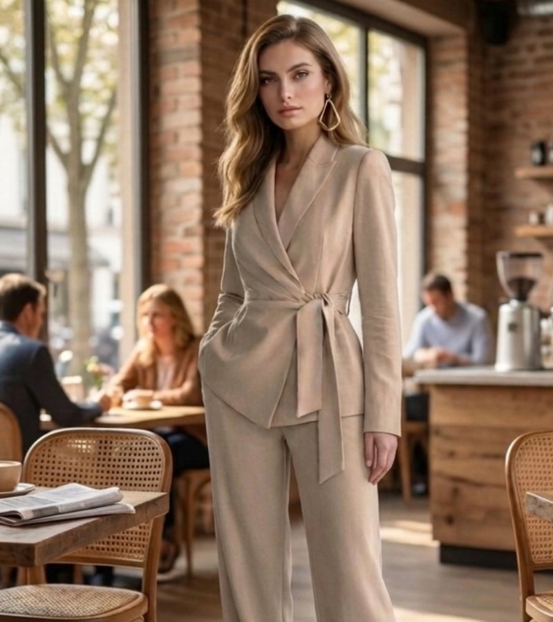 Solenne - Tailored Wide-Leg Two-Piece Set