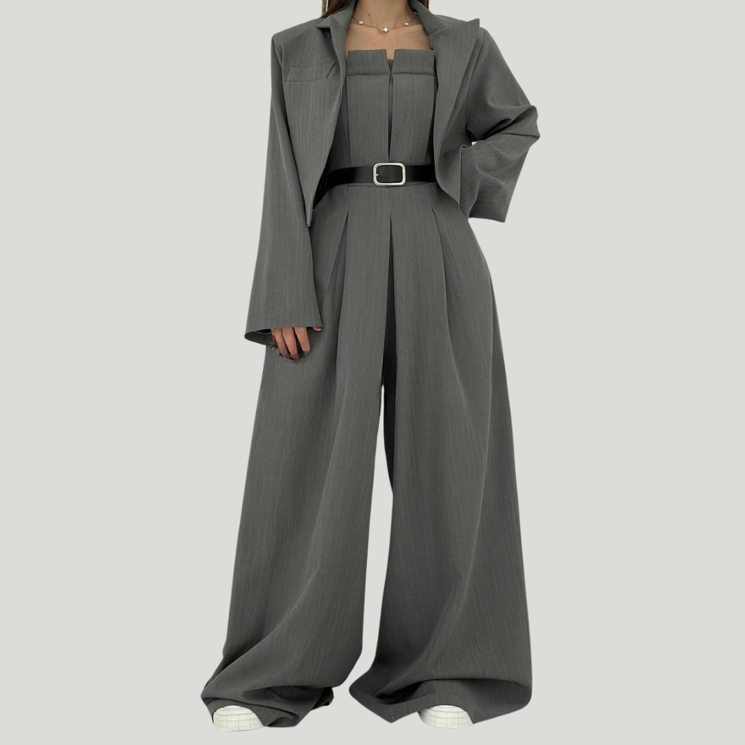 Lorayae - Soft-Touch Wide-Leg Jumpsuit & Jacket Set