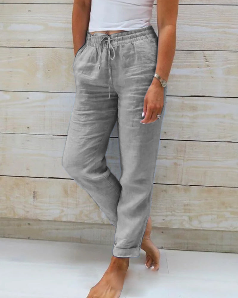 Lorinne - Stretch Linen Trousers