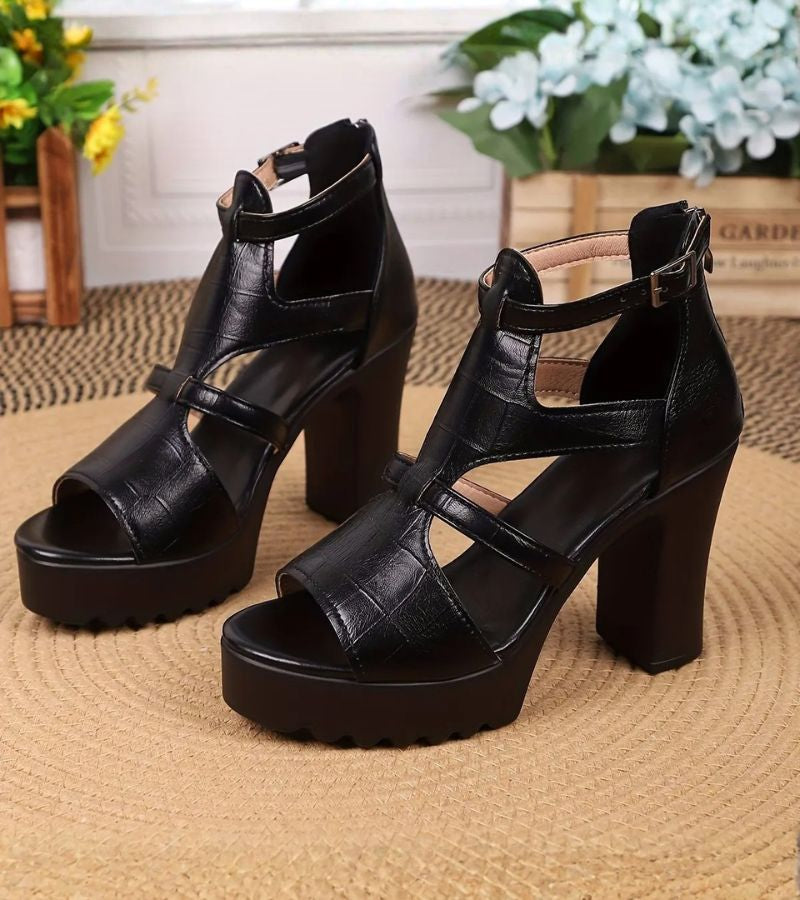 Elestine - Sculpted Gladiator Platform Sandals