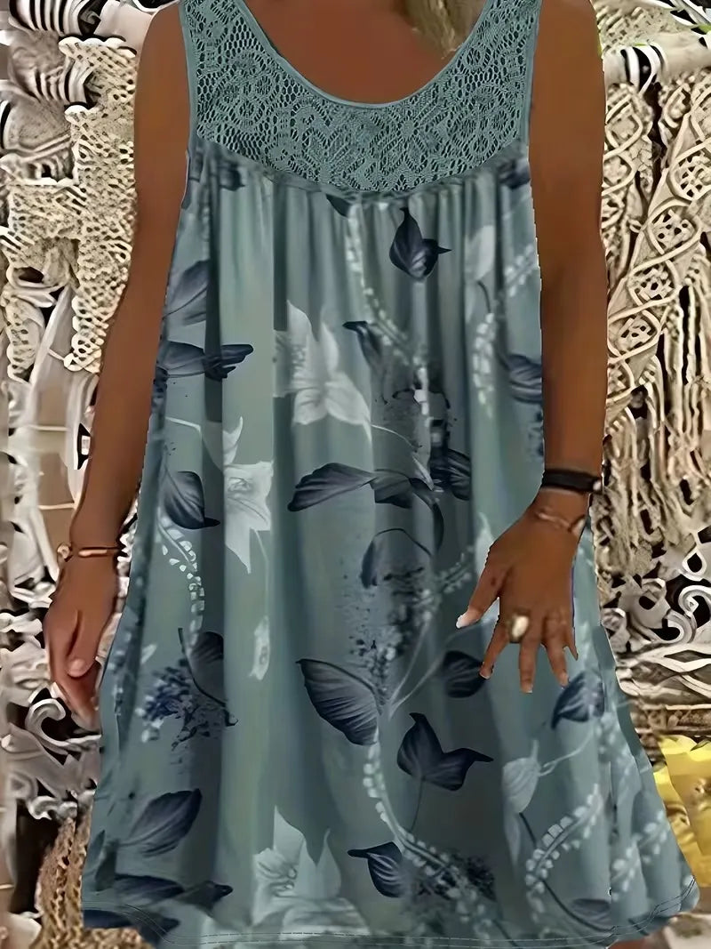 Ariadne - Elegant Floral Print Shift Dress