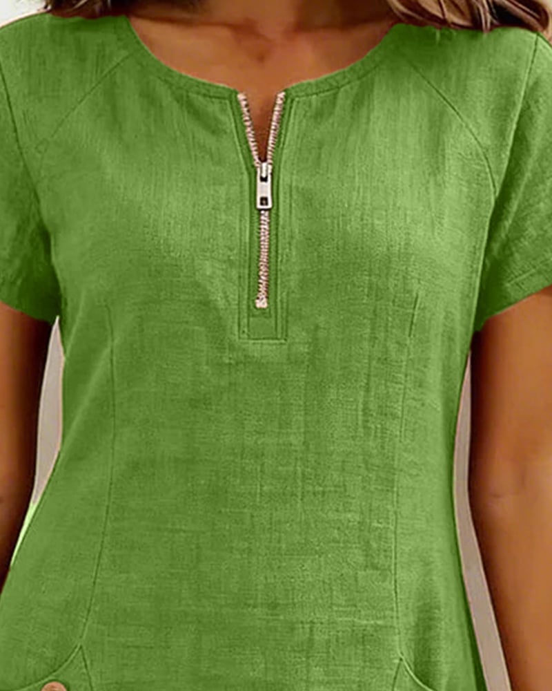 Girella - Breezy Linen A-Line Dress