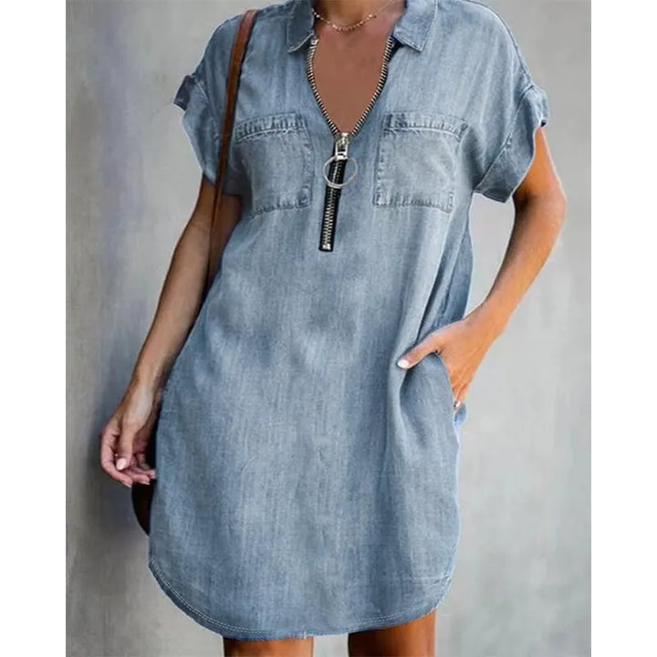 Genevalle - Casual Chambray Pocket Dress
